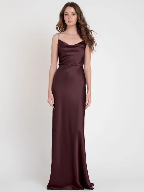 Burgundy Evening Dress A-Line Sweetheart Neck Sleeveless Backless Elastic Woven Satin Ankle-Length Pleated Formal Dinner Dresses empire Waist empire