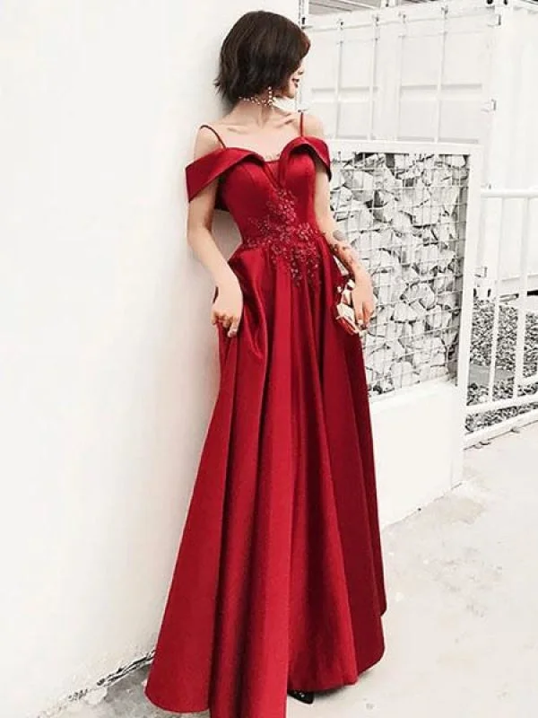 Evening Dress 2021 Charming A Line Straps Neck Floor Length Beaded Lace Flowers Formal Party Prom Dresses Tunics Gym athletic