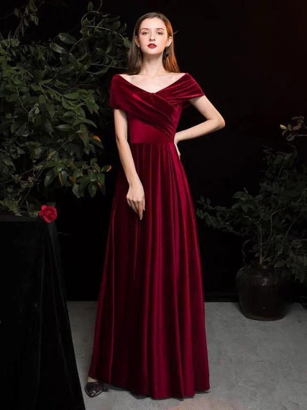 Evening Dress A Line V Neck Matte Satin Floor Length Pleated Social Party Dresses Tunics Prom sequined