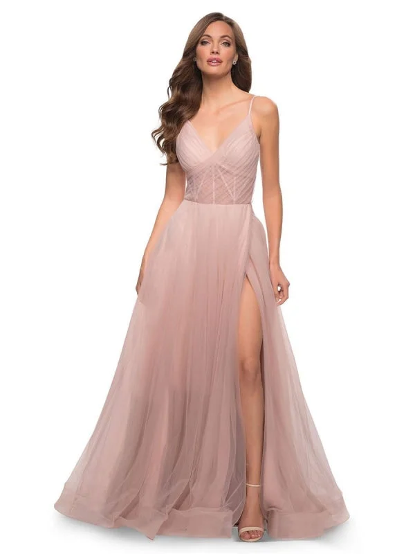 Tulle Prom Dress V Neck A-Line Party Dress Tulle Sleeveless Wedding Guest Dresses Tunics Practical durable