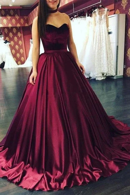 Unique A Line Sweetheart Burgundy Long Ball Gown Prom Dress, Evening Dress OK252 Tunics Vintage classic